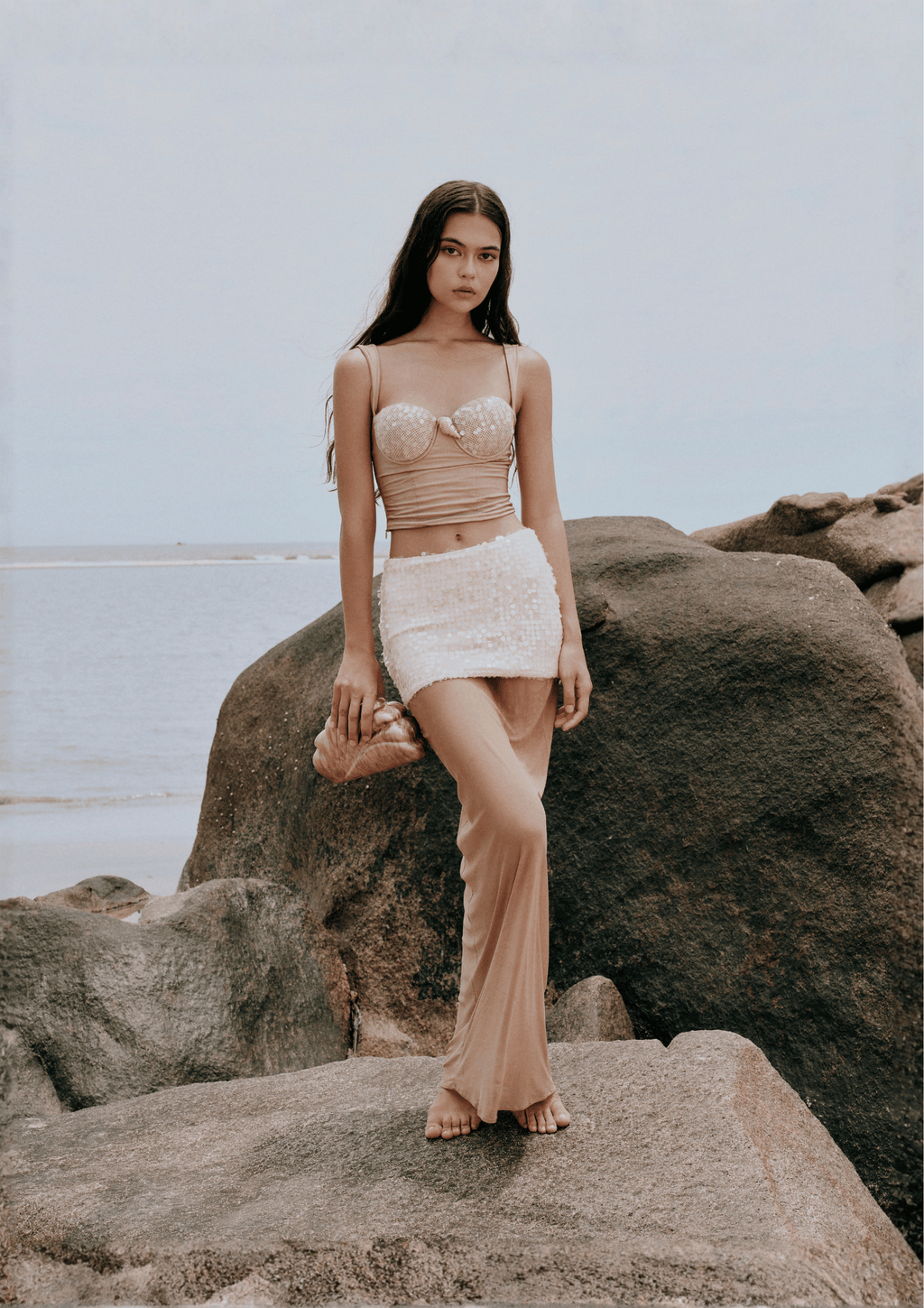 MERMAID RESORT MINI SKIRT IN SPARKLE CHAMPAGNE