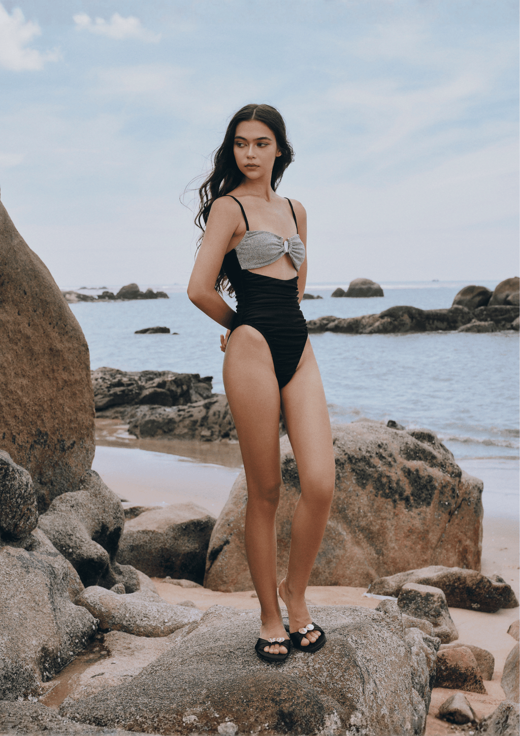 SHINNIE SWIMSUIT IN SPARKLE SILVER