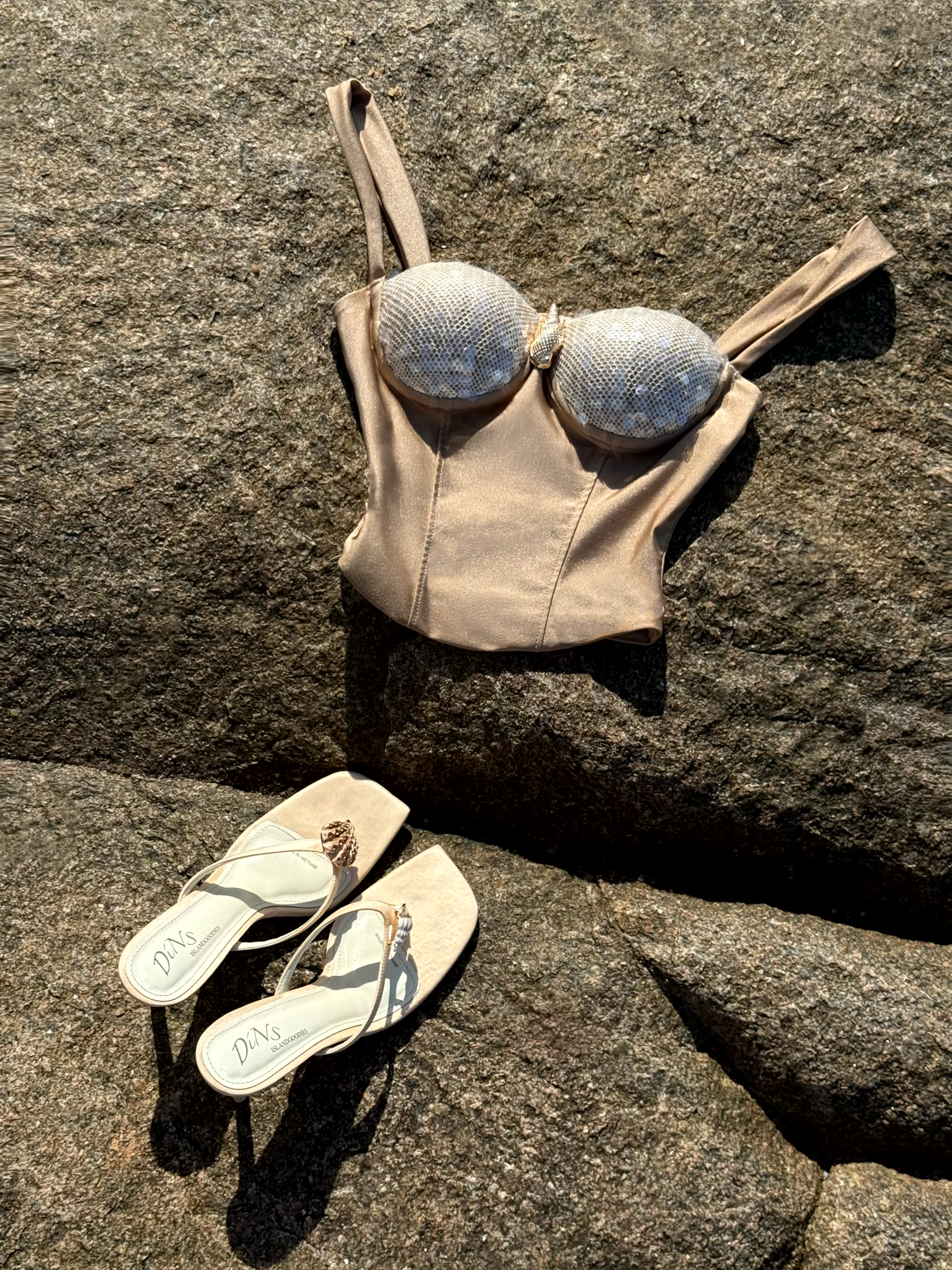 MERMAID RESORT TOP IN SPARKLE CHAMPAGNE